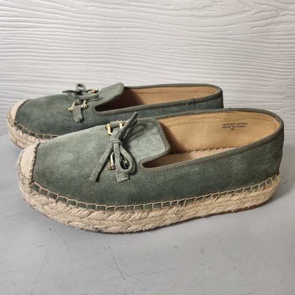 Talbots Shoes - Talbots Quinn Horsebit Bow Suede Platform Espadrilles Slip On Shoes Sagebrush 7